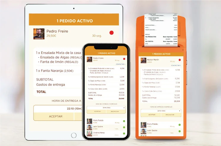 recepción de pedidos app móvil para restaurantes