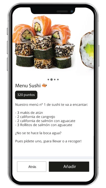 Ver demo de app móvil y tienda online para restaurantes de sushi